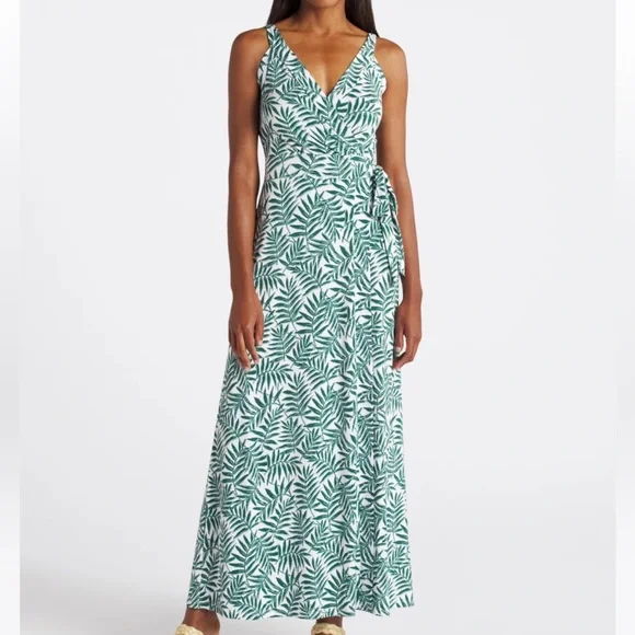 chinese dress ladies 41 HAWTHORN Boho Maxi Dress Botanical Short Sleeve Casual Traveler Surplice